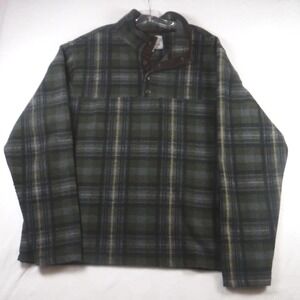 John Wayne Pullover Mens 2XL Plaid Fleece Western Snap Shirt Jacket Outdoors